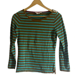 Boden Green and Brown Striped Top